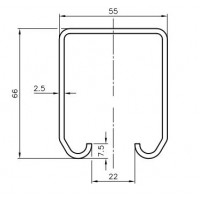 ROB SCHUIFDEURRAIL BOVENPROFIEL66X55X2,5MM 130- 6 MTR