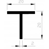 ALUMINIUM BLANK T-PROFIEL 20X20X2