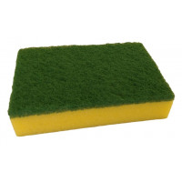 SCHUURSPONS 14 X 10 X 3 CM. GEEL/GROEN ABRASIEF