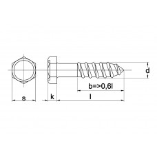 HOUTDRAADBOUT DIN 571 RVS A2 10 X 160