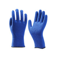 HANDSCHOEN BLAUWE LATEX MET VLOKVOERING MT 9