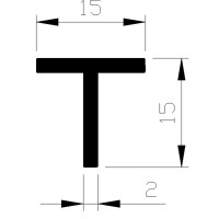 ALUMINIUM BLANK T PROFIEL 15X15X2