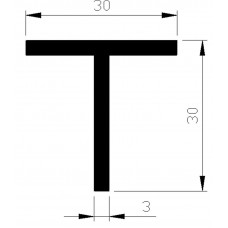 ALUMINIUM BLANK T PROFIEL 30X30X3