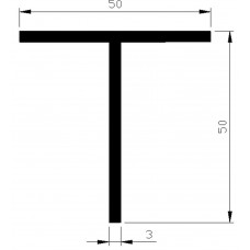 ALUMINIUM BLANK T PROFIEL 50X50X3