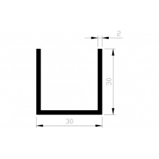 ALUMINIUM BLANK U-PROFIEL 30X30X30X2